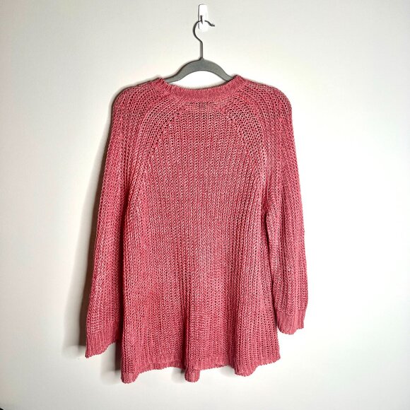 J. Crew Relaxed Fit Linen Beach Sweater Open-Knit in Rose 100% Linen Oversized M - Picture 5 of 5